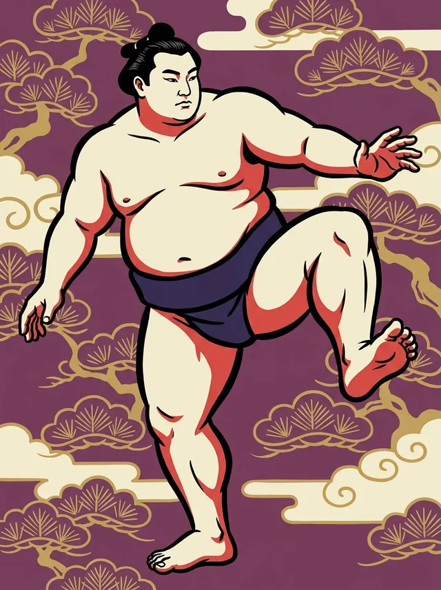 AI-generated illustration of a representative sumo wrestler. Not a photograph or a likeness of Aoiyama Kosuke.