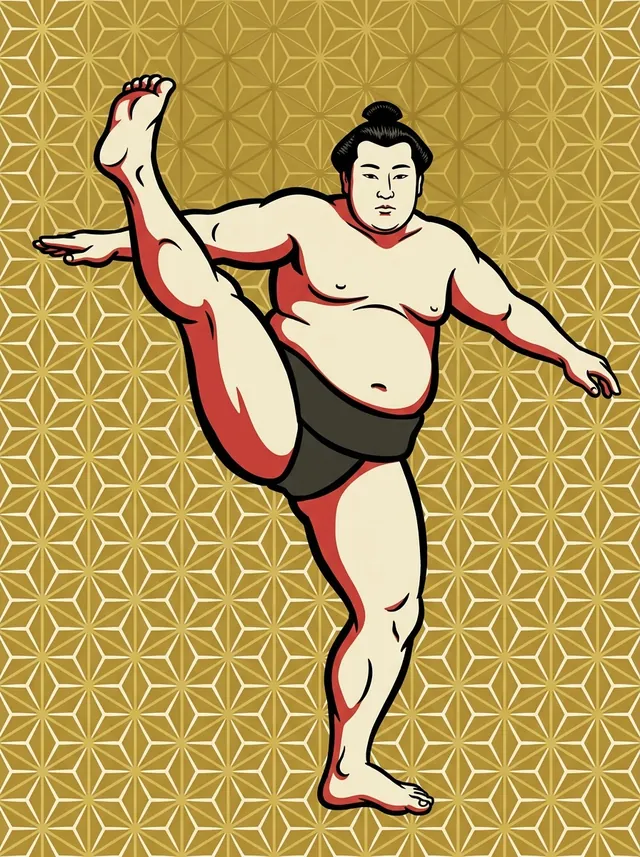 AI-generated illustration of a representative sumo wrestler. Not a photograph or a likeness of Aotsurugi Kenta.