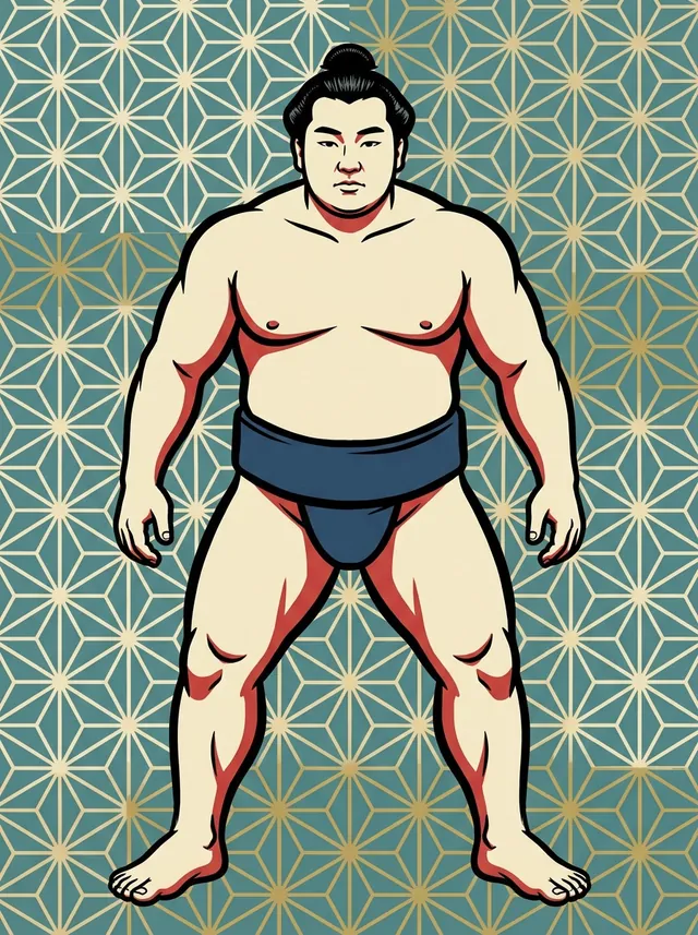 AI-generated illustration of a representative sumo wrestler. Not a photograph or a likeness of Araiwa Kamenosuke.