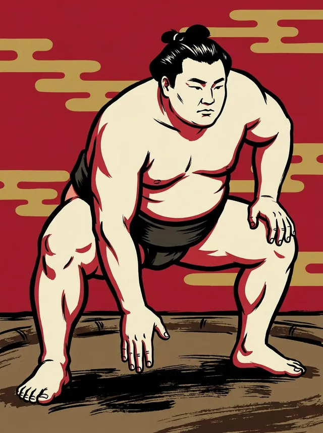 AI-generated illustration of a representative sumo wrestler. Not a photograph or a likeness of Arauma Toru.