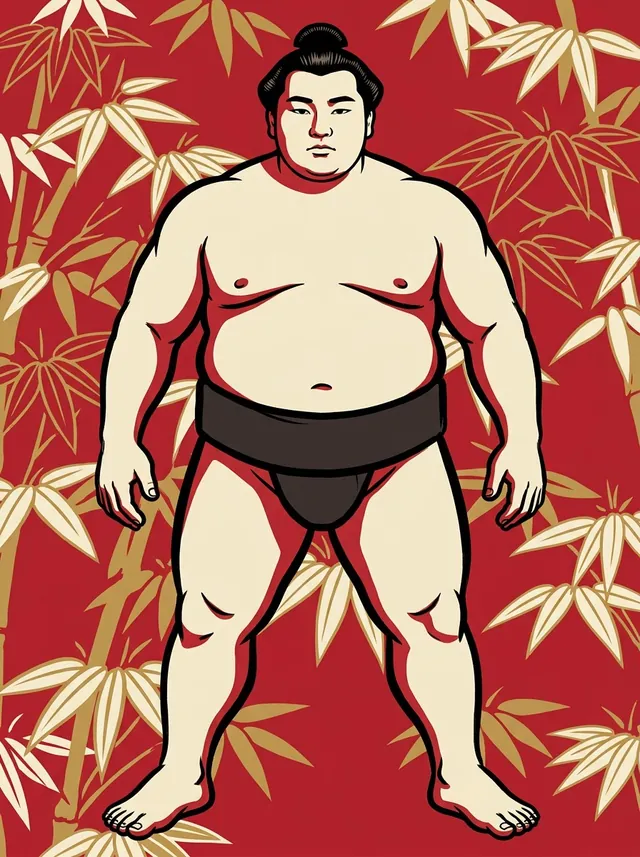 AI-generated illustration of a representative sumo wrestler. Not a photograph or a likeness of Azumakaze Futoshi.