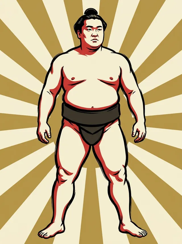 AI-generated illustration of a representative sumo wrestler. Not a photograph or a likeness of Azumaryu Tsuyoshi.