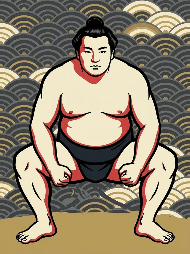 AI-generated illustration of a representative sumo wrestler. Not a photograph or a likeness of Bontensho Yuki.