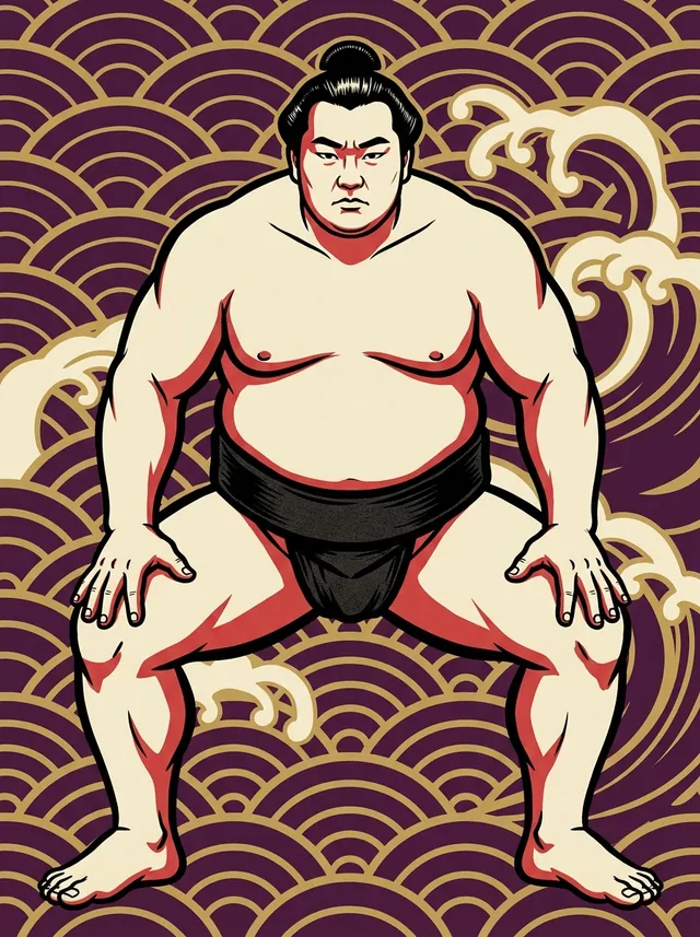AI-generated illustration of a representative sumo wrestler. Not a photograph or a likeness of Chiinoyama Shoichiro.