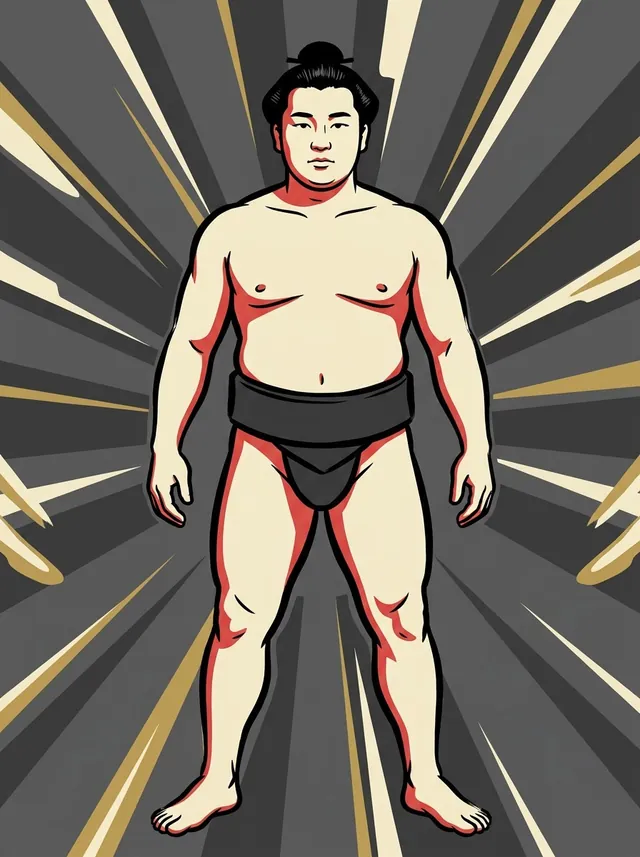 AI-generated illustration of a representative sumo wrestler. Not a photograph or a likeness of Chiyohakuryu Koto.