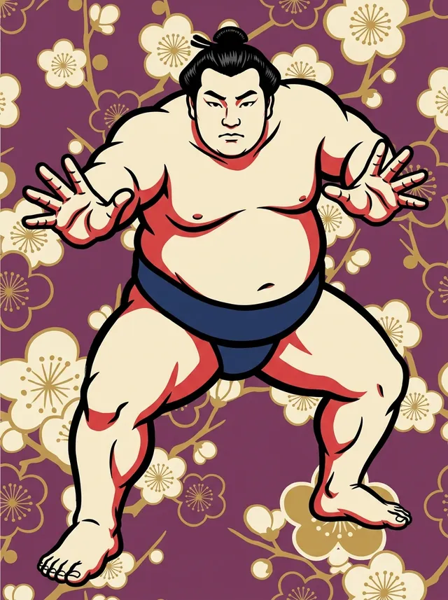 AI-generated illustration of a representative sumo wrestler. Not a photograph or a likeness of Daieisho Hayato.