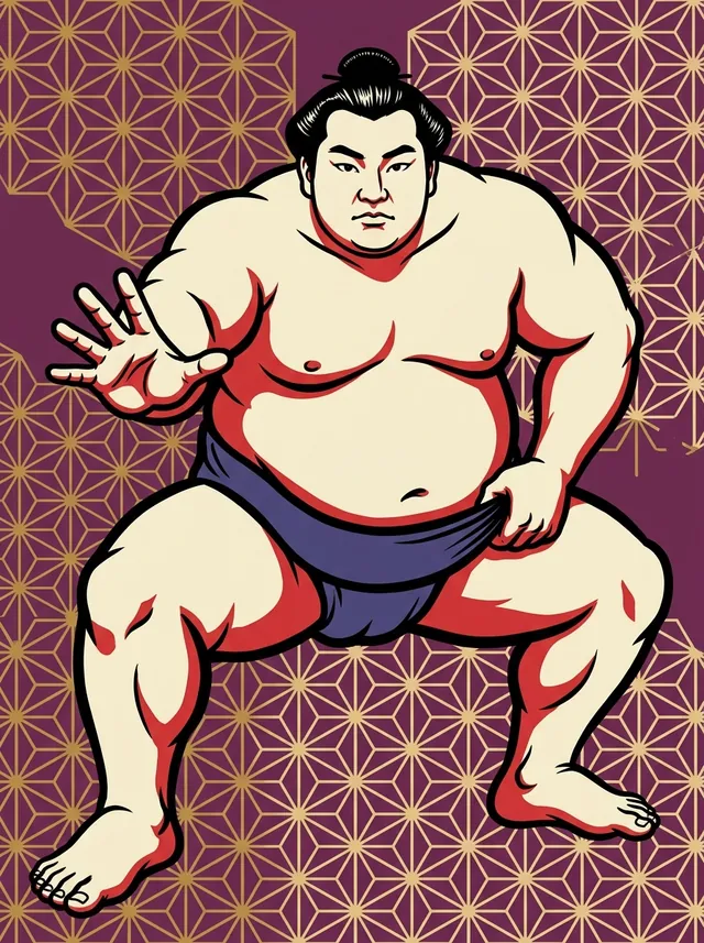 AI-generated illustration of a representative sumo wrestler. Not a photograph or a likeness of Daishoho Kiyohiro.
