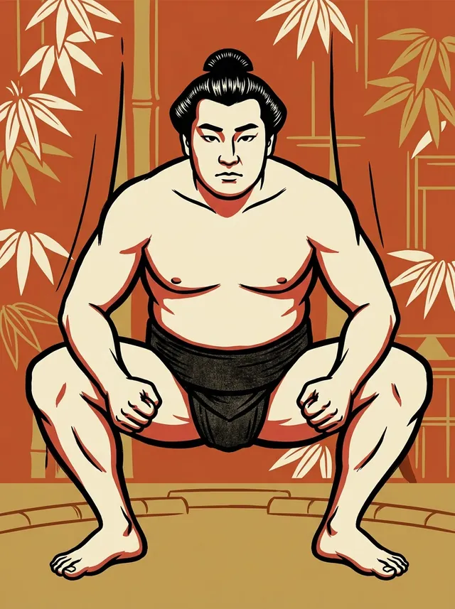 AI-generated illustration of a representative sumo wrestler. Not a photograph or a likeness of Daitenzan Noritaka.