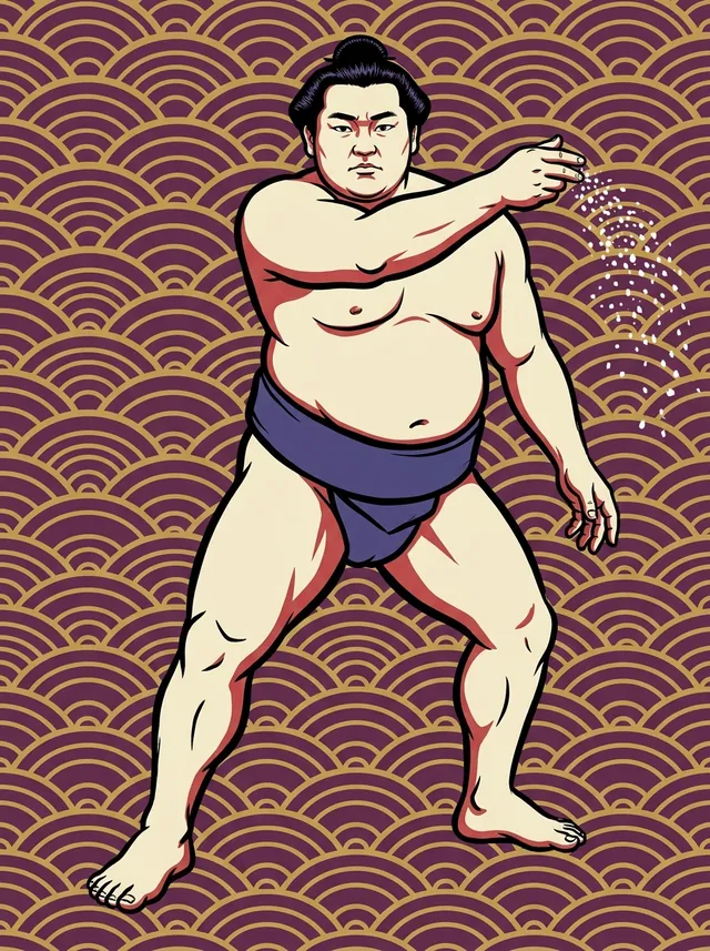 AI-generated illustration of a representative sumo wrestler. Not a photograph or a likeness of Dewanoryu Kazuki.