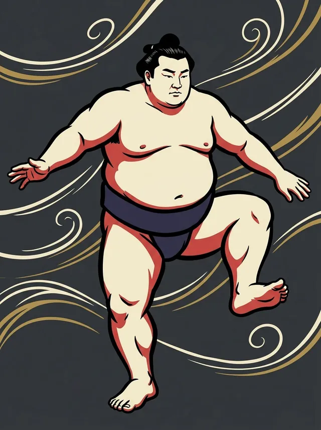AI-generated illustration of a representative sumo wrestler. Not a photograph or a likeness of Eigayama Hiromasa.