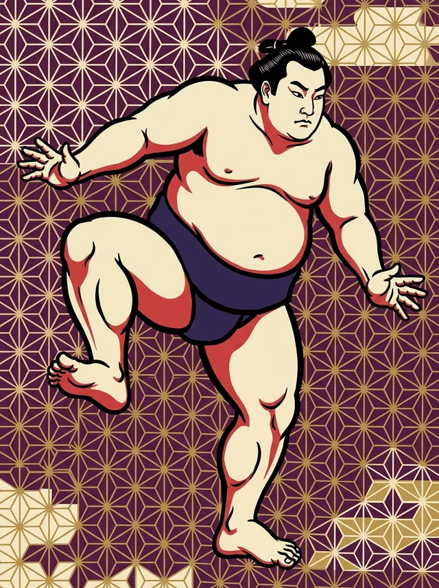 AI-generated illustration of a representative sumo wrestler. Not a photograph or a likeness of Gagamaru Masaru.