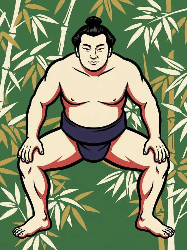AI-generated illustration of a representative sumo wrestler. Not a photograph or a likeness of Gochozan Masashi.