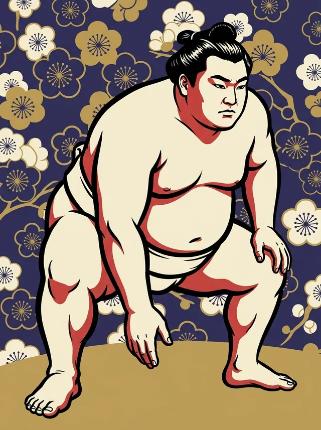 AI-generated illustration of a representative sumo wrestler. Not a photograph or a likeness of Gonoyama Toki.