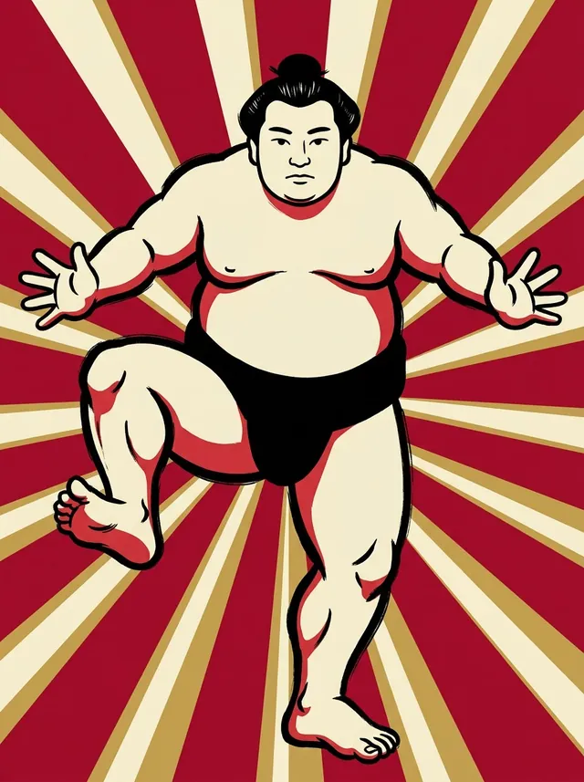 AI-generated illustration of a representative sumo wrestler. Not a photograph or a likeness of Goseizan Minoru.