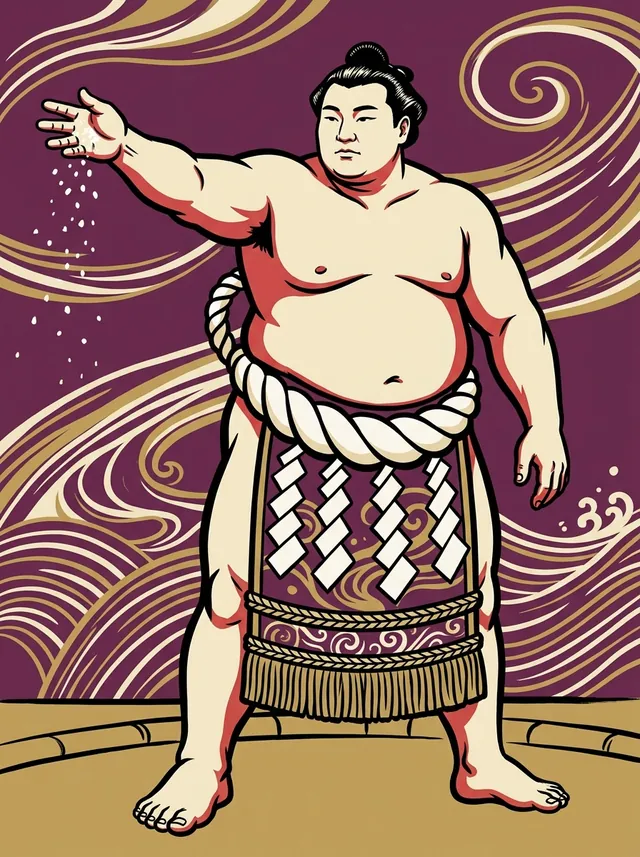 AI-generated illustration of a representative sumo wrestler. Not a photograph or a likeness of Hakuho Sho.