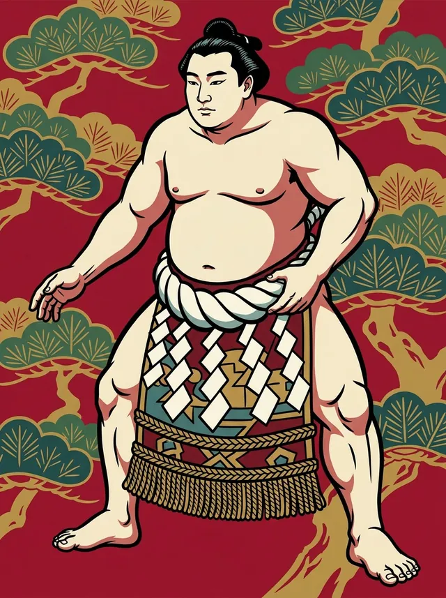 AI-generated illustration of a representative sumo wrestler. Not a photograph or a likeness of Harumafuji Kohei.