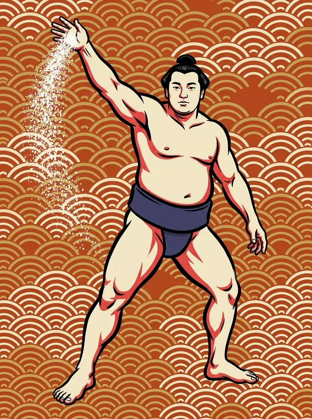AI-generated illustration of a representative sumo wrestler. Not a photograph or a likeness of Hinodeshima.