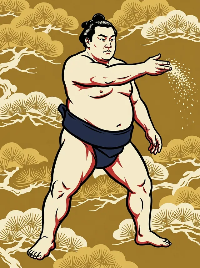 AI-generated illustration of a representative sumo wrestler. Not a photograph or a likeness of Hiradoumi Yuki.
