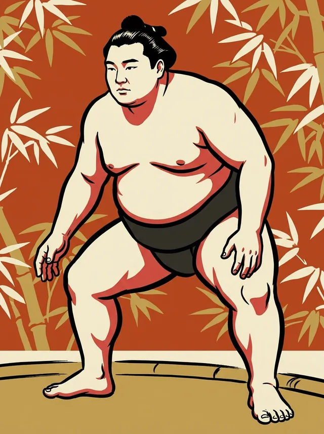 AI-generated illustration of a representative sumo wrestler. Not a photograph or a likeness of Hokuto.