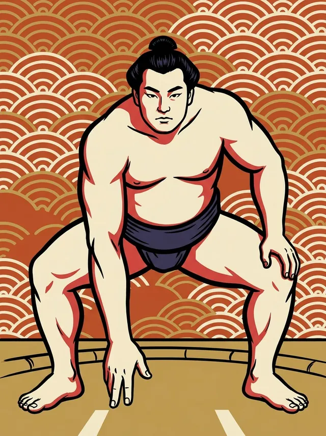 AI-generated illustration of a representative sumo wrestler. Not a photograph or a likeness of Hokutomaru Akira.