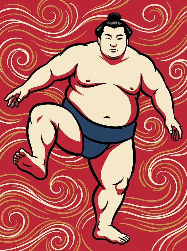 AI-generated illustration of a representative sumo wrestler. Not a photograph or a likeness of Homarenishiki Yasokichi.