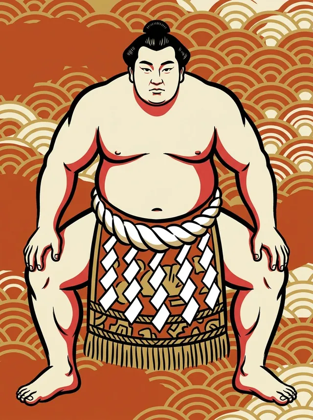 AI-generated illustration of a representative sumo wrestler. Not a photograph or a likeness of Hoshoryu Tomokatsu.