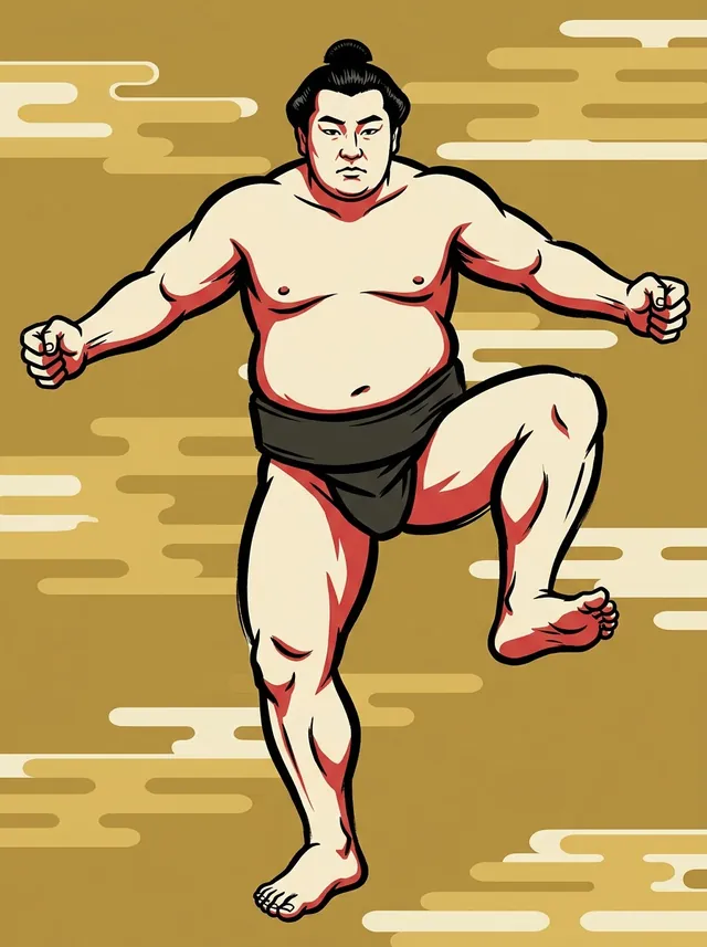 AI-generated illustration of a representative sumo wrestler. Not a photograph or a likeness of Hokutenkai Aoi.