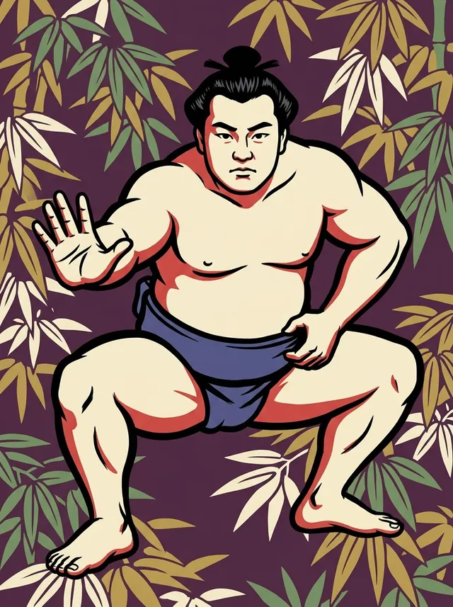 AI-generated illustration of a representative sumo wrestler. Not a photograph or a likeness of Yoshinoiwa Yoshiyuki.