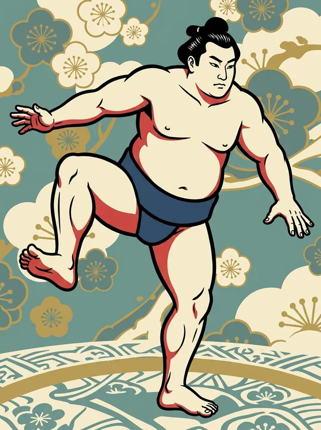 AI-generated illustration of a representative sumo wrestler. Not a photograph or a likeness of Yoshinoyama Yojiro.