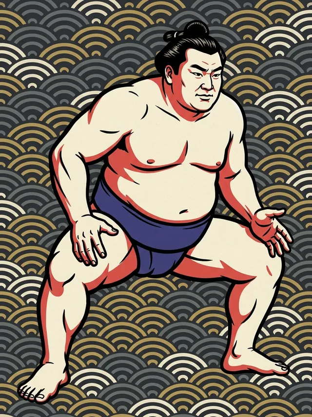 AI-generated illustration of a representative sumo wrestler. Not a photograph or a likeness of Yoshioyama Osamu.
