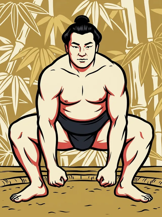 AI-generated illustration of a representative sumo wrestler. Not a photograph or a likeness of Kiminishiki Toshimasa.
