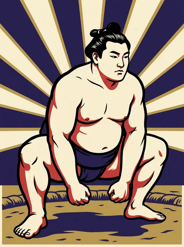 AI-generated illustration of a representative sumo wrestler. Not a photograph or a likeness of Shikainami Koichiro.