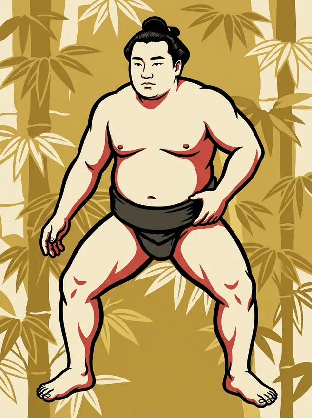 AI-generated illustration of a representative sumo wrestler. Not a photograph or a likeness of Toshunada Namigoro.