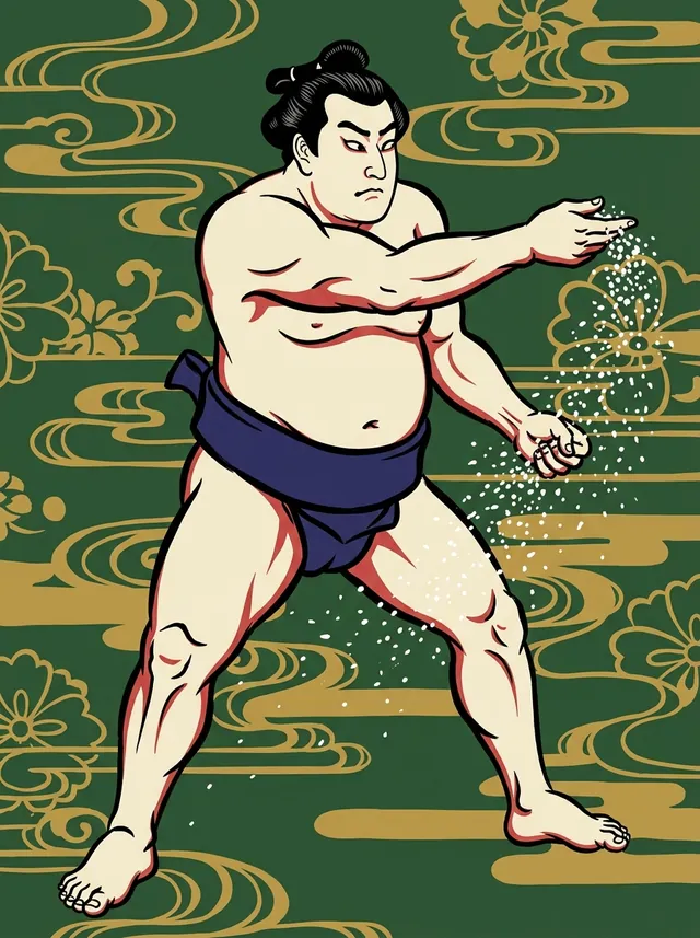 AI-generated illustration of a representative sumo wrestler. Not a photograph or a likeness of Onoumi Takashi.