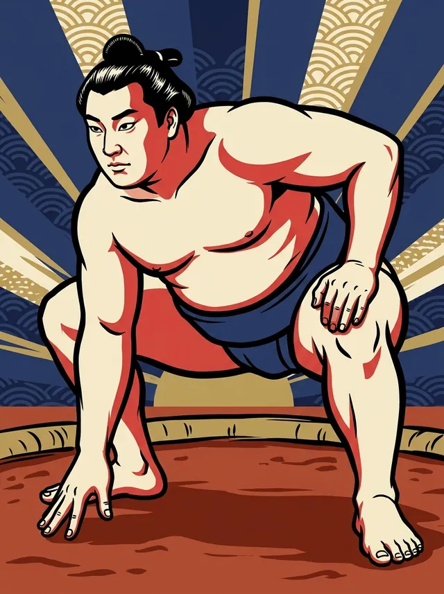 AI-generated illustration of a representative sumo wrestler. Not a photograph or a likeness of Sotogahama Yataro.