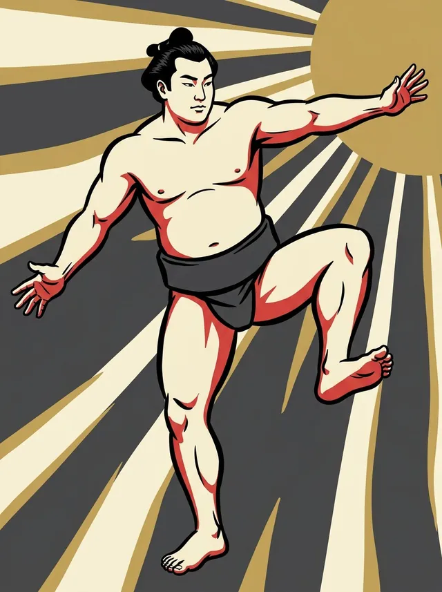 AI-generated illustration of a representative sumo wrestler. Not a photograph or a likeness of Daitenryu Mitsunori.