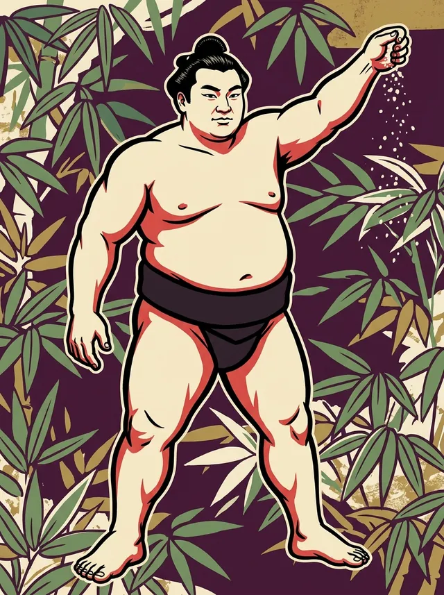 AI-generated illustration of a representative sumo wrestler. Not a photograph or a likeness of Oiwazan Kinji.