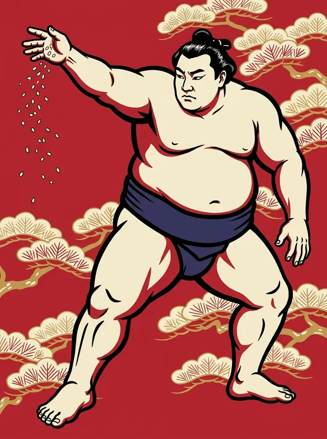 AI-generated illustration of a representative sumo wrestler. Not a photograph or a likeness of Nakanokuni Sho.