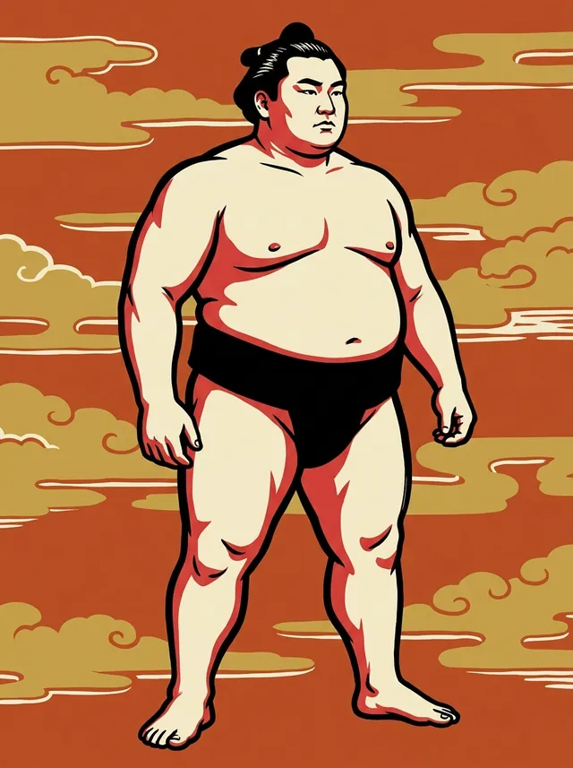 AI-generated illustration of a representative sumo wrestler. Not a photograph or a likeness of Tokusegawa Masanao.