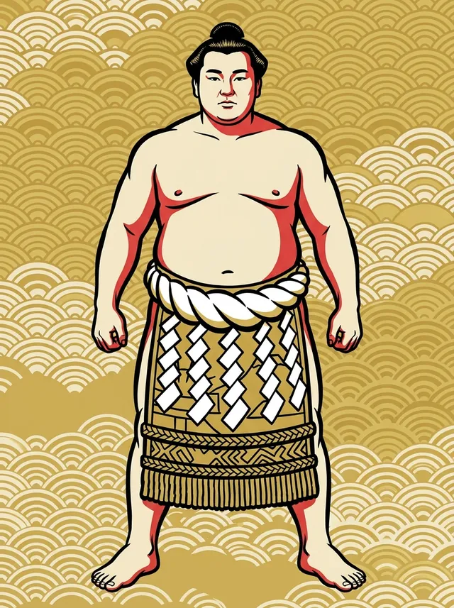 AI-generated illustration of a representative sumo wrestler. Not a photograph or a likeness of Asahifuji Seiya.