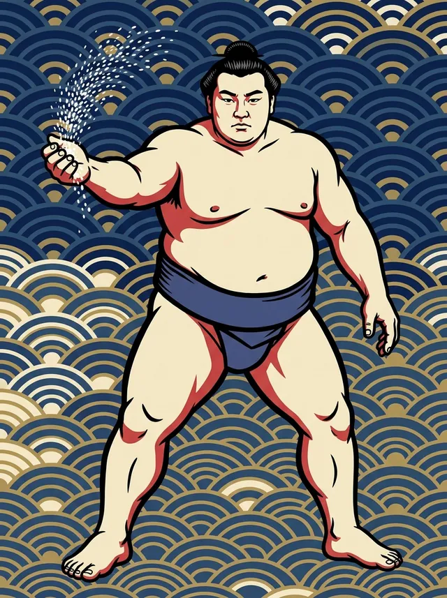 AI-generated illustration of a representative sumo wrestler. Not a photograph or a likeness of Hoshikaze Yoshihiro.