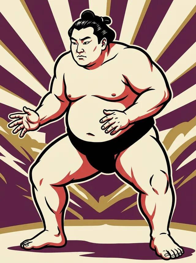 AI-generated illustration of a representative sumo wrestler. Not a photograph or a likeness of Ganyu Kenji.