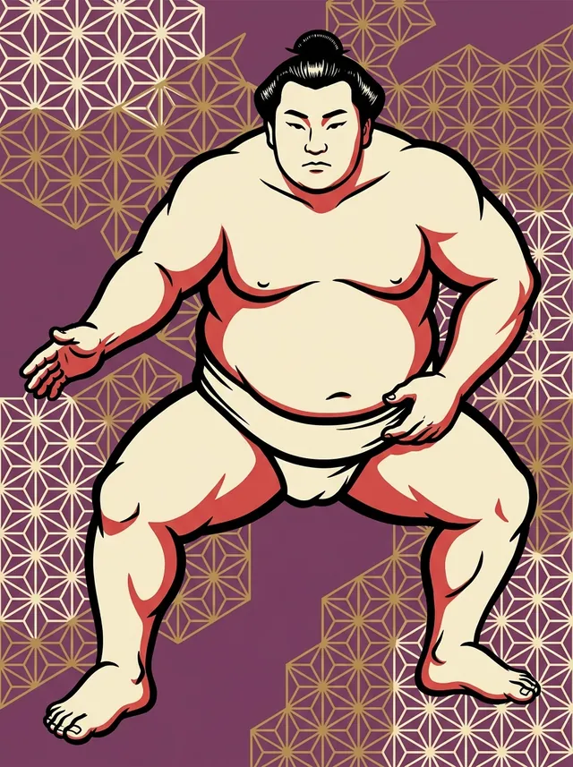 AI-generated illustration of a representative sumo wrestler. Not a photograph or a likeness of Kyokushuho Koki.