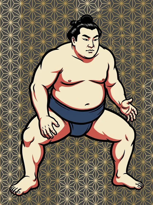 AI-generated illustration of a representative sumo wrestler. Not a photograph or a likeness of Hakurozan Yuta.