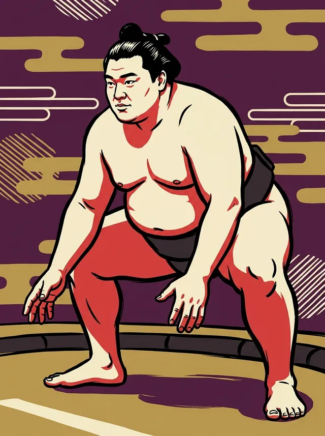 AI-generated illustration of a representative sumo wrestler. Not a photograph or a likeness of Kotokuzan Taro.