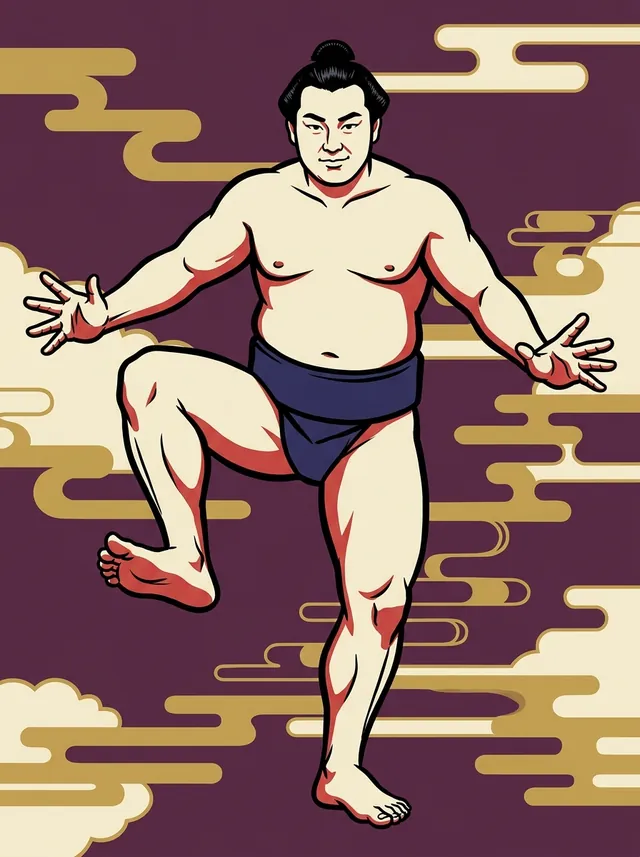 AI-generated illustration of a representative sumo wrestler. Not a photograph or a likeness of Toyonishiki Kiichiro.