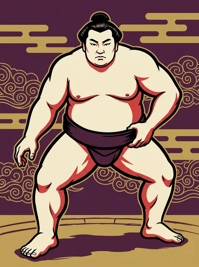 AI-generated illustration of a representative sumo wrestler. Not a photograph or a likeness of Roho Yukio.