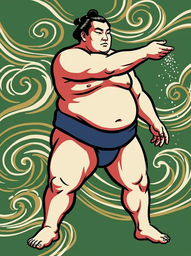 AI-generated illustration of a representative sumo wrestler. Not a photograph or a likeness of Kushimaumi Keita.