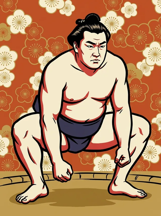 AI-generated illustration of a representative sumo wrestler. Not a photograph or a likeness of Futaseyama Shogo.