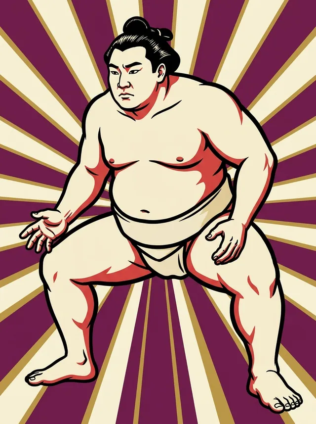 AI-generated illustration of a representative sumo wrestler. Not a photograph or a likeness of Dewanofuji Tomoaki.